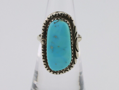 Navajo Ring 925 Silver Natural Turquoise Native American Artist C.80's
