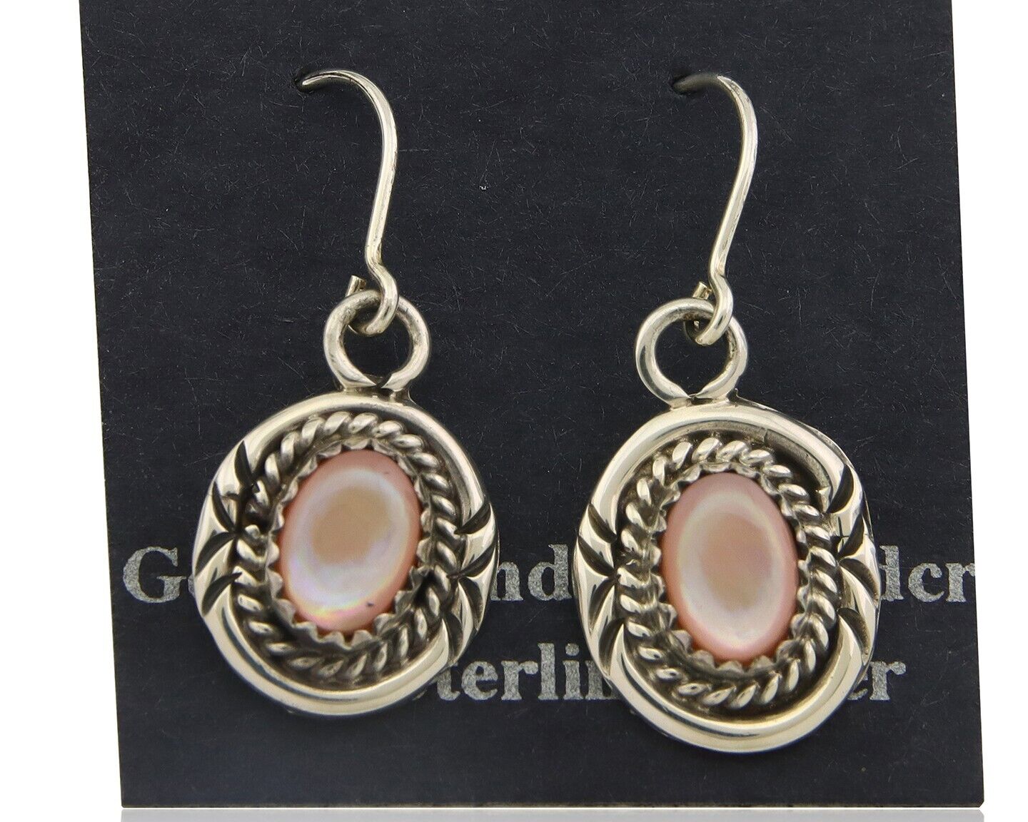 Navajo Earrings 925 Silver Handmade Natural Lapis Artist Signed B.J. Guerro C80s