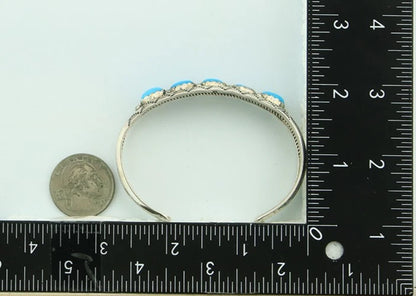 Navajo Cuff Bracelet 925 Sterling Silver Turquoise Handmade Vintage Signed R