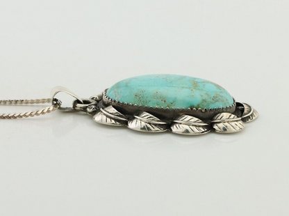 Navajo Necklace 925 Silver Natural Blue Turquoise Native American Artist C.80's