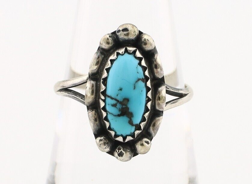 Navajo Ring 925 Silver Turquoise Artist Signed SkyStone Creations C.80's