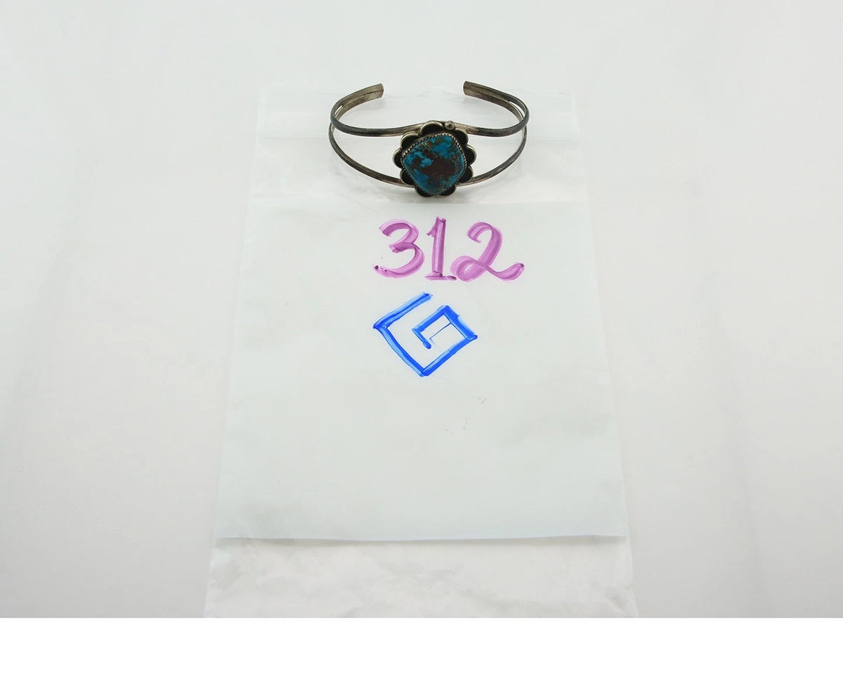 Navajo Cuff Bracelet Sterling Silver Turquoise Handmade Vintage Native Artist