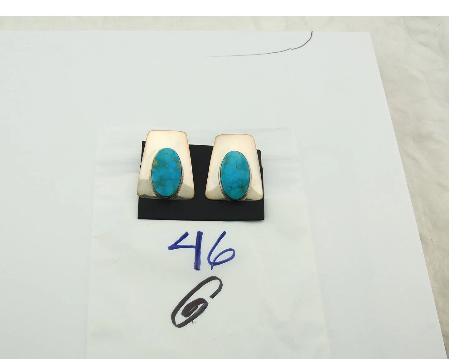 Navajo Clip-On Earrings Sterling Silver Natural Turquoise Vintage