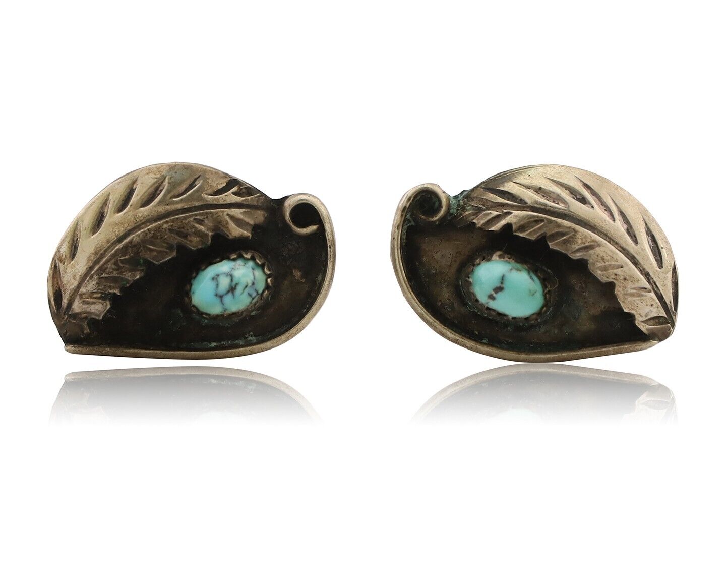 Navajo Earrings 925 Silver Natural Turquoise Native American Artist C.80's