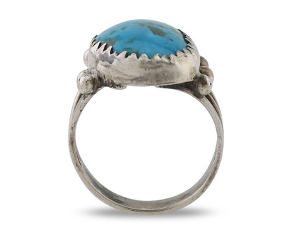 Navajo Ring 925 Silver Natural Kingman Turquoise Native American Artist C.80's