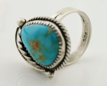 Navajo Ring 925 Silver Natural Kingman Turquoise Native American Artist C.80's