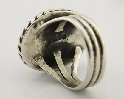 Navajo Ring 925 Silver Natural Malachite Native American Artist C.80's