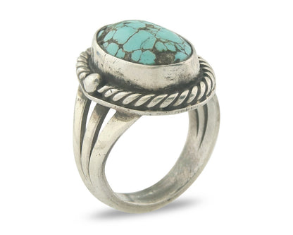 Vintage Navajo Ring 925 Sterling Authentic Santa Rita Turquoise Size 5.5
