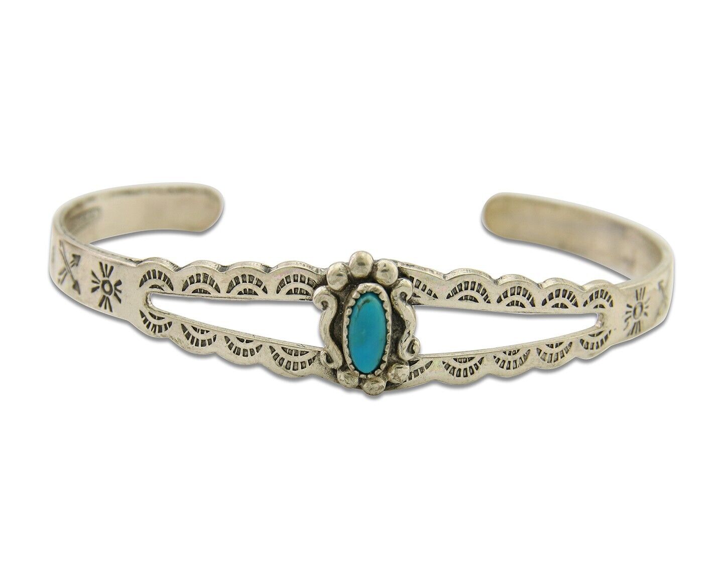 Navajo Cuff Bracelet 925 Silver Turquoise Cuff Native American Artist C.80's
