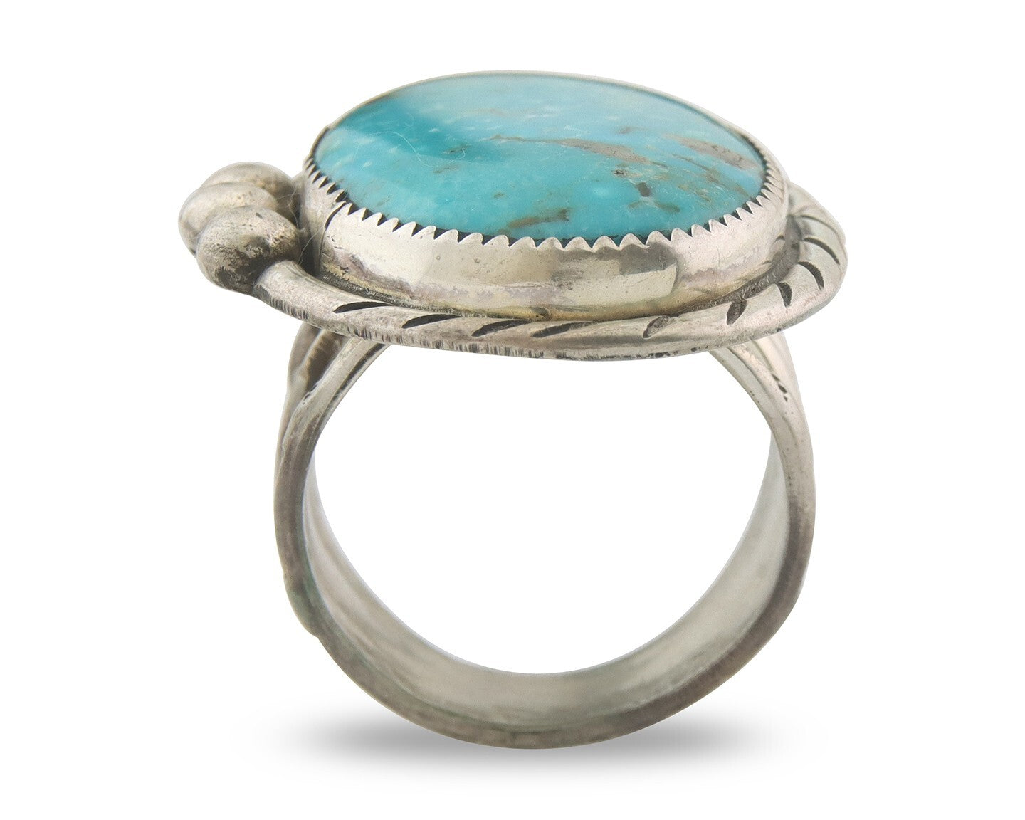 Vintage Navajo Ring 925 Sterling Turquoise Signed Richard Hoskie Size 10.5