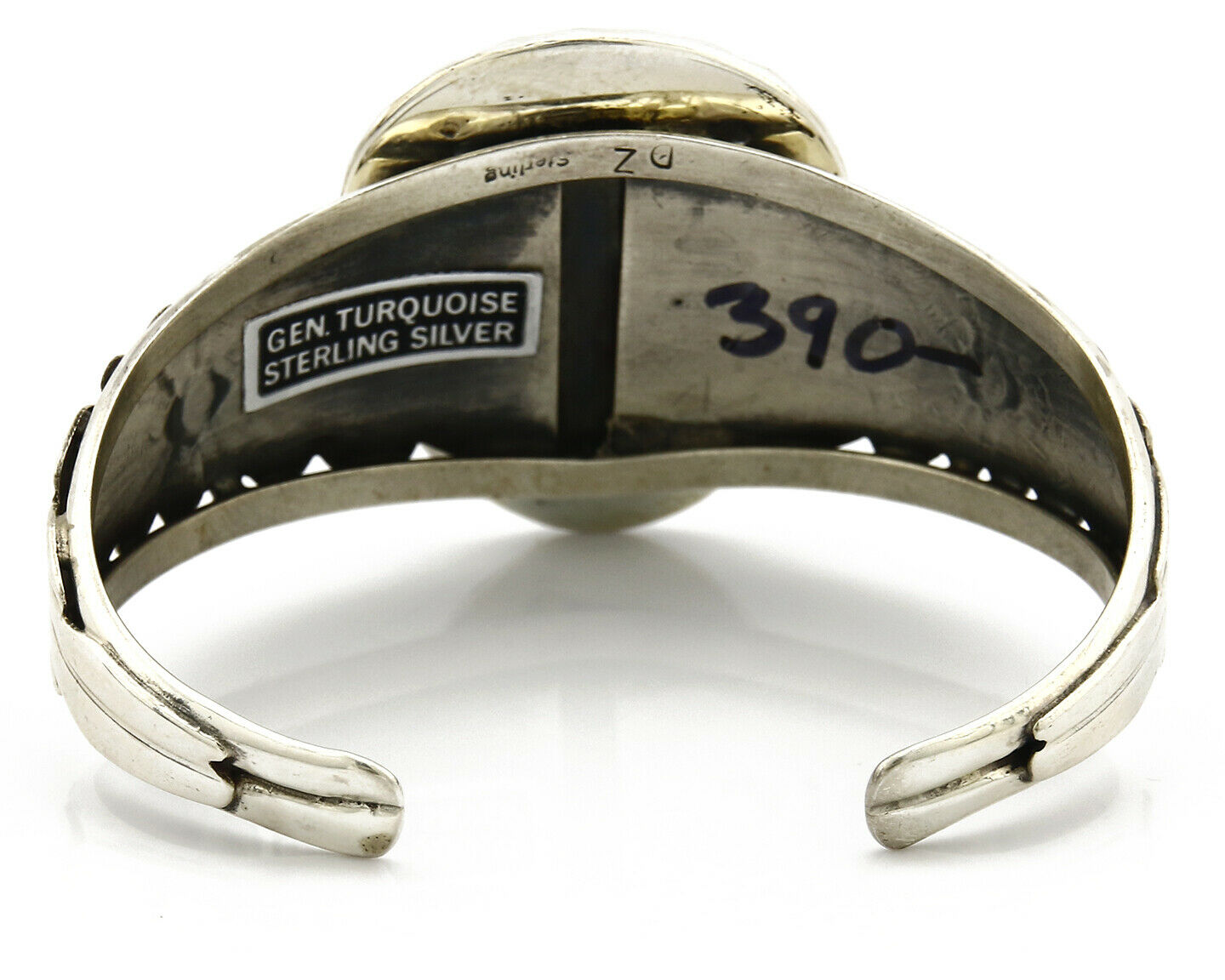 Navajo Bracelet .925 Silver Natural Mined Turquoise Signed DZ C.80's