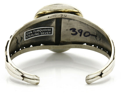 Navajo Bracelet .925 Silver Natural Mined Turquoise Signed DZ C.80's