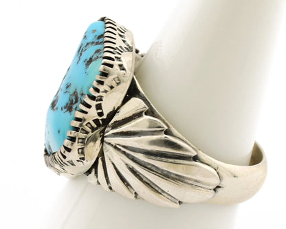 Navajo Ring .925 Silver Sleeping Beauty Turquoise Artist Signed DK C.80's