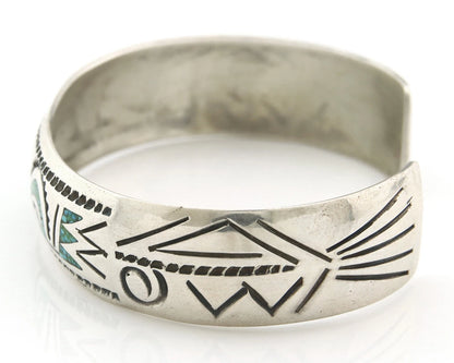 Navajo Cuff Bracelet Sterling Silver Authentic Turquoise Signed Stanley Bain