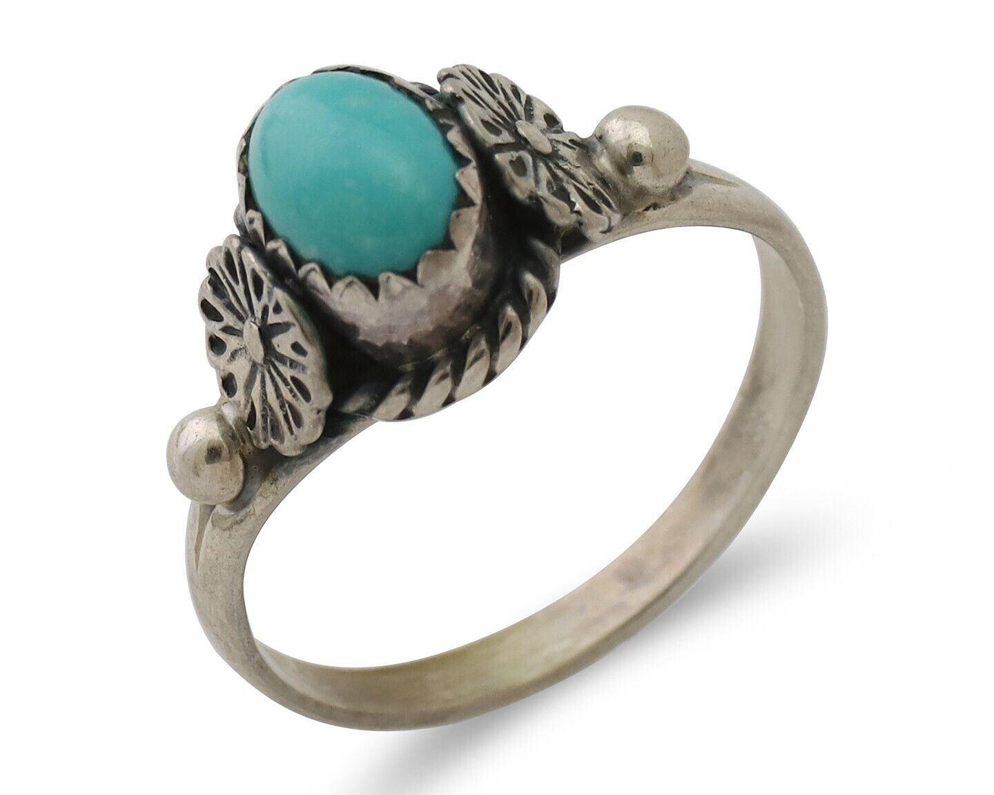 Navajo Ring 925 Silver Kingman Turquoise Native American Artist Made In 1985