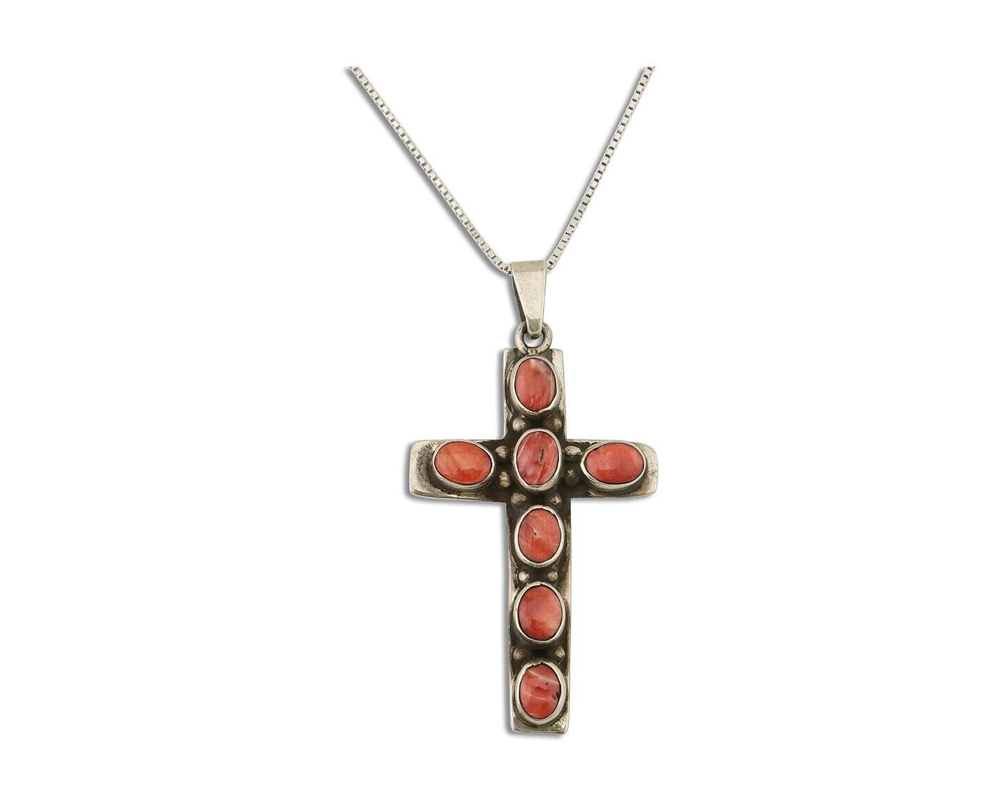 Navajo Cross Necklace 925 Silver Spiney Oyster Artist Signed C Montoya C.80's