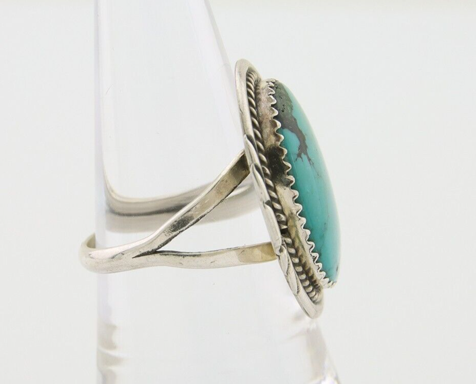 Navajo Ring 925 Silver Natural Spiderweb Turquoise Native Artist C.80's