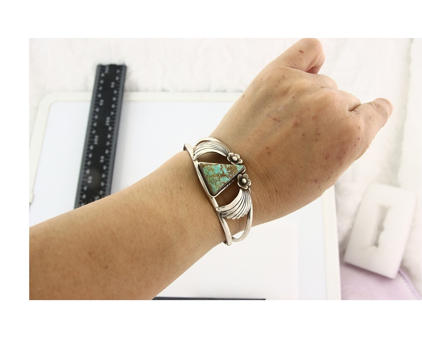 Vintage Navajo Bracelet 925 Silver Turquoise Handmade Authentic Native Artist