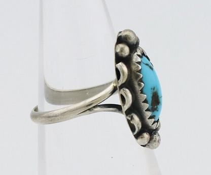 Navajo Ring 925 Silver Sleeping Beauty Turquoise Signed SkyStone Creations C80s