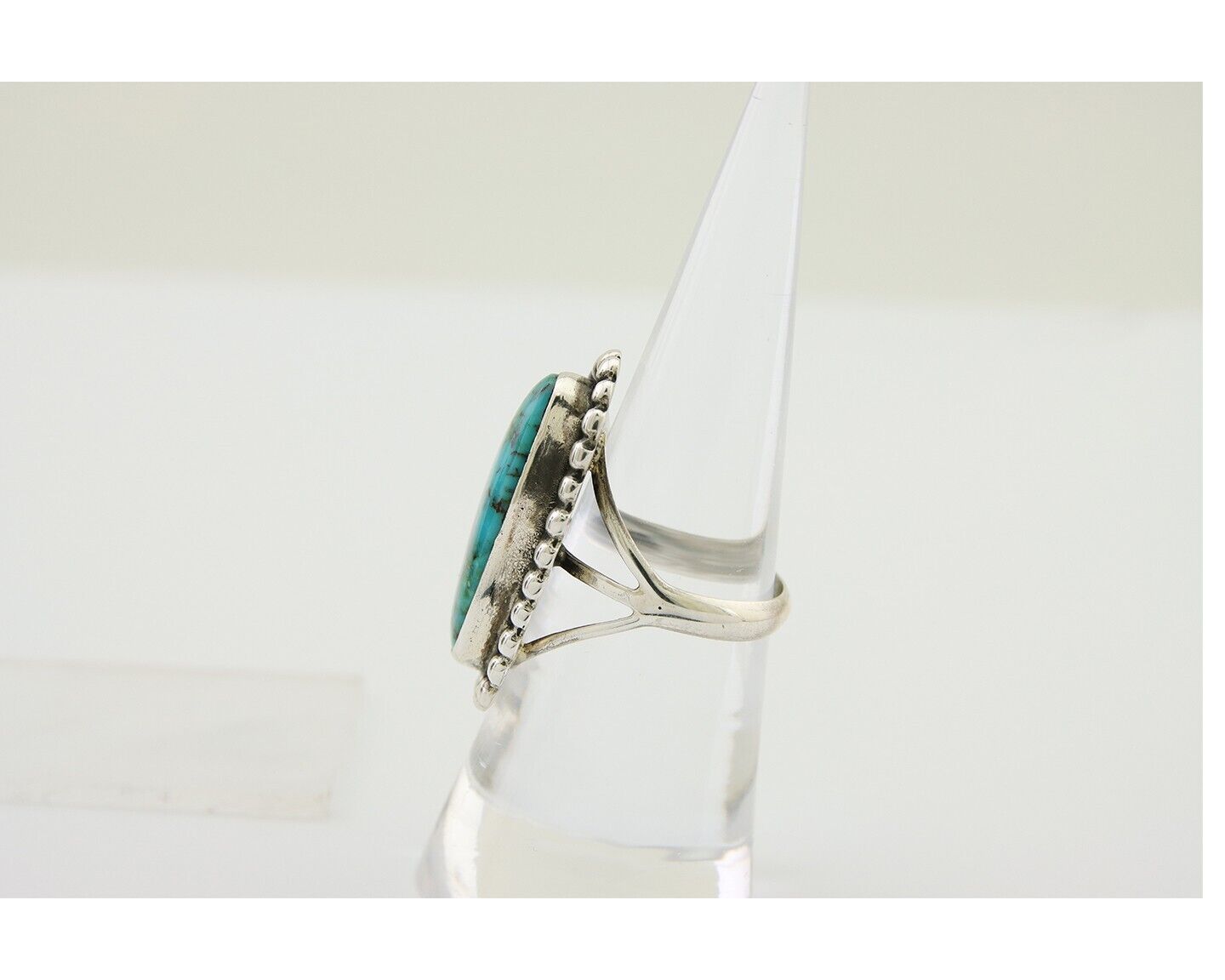 Navajo Shield Ring 925 Silver Arizona Turquoise Native Artist C.80's