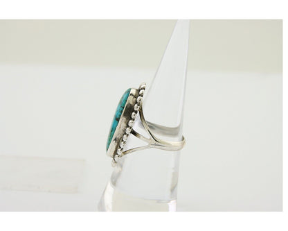 Navajo Shield Ring 925 Silver Arizona Turquoise Native Artist C.80's