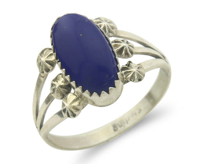 Navajo Ring 925 Sterling Natural Lapis Handmade Native Artist C.80's