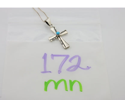 Navajo Necklace 925 Silver Natural Turquoise Native Artist Signed C.80's