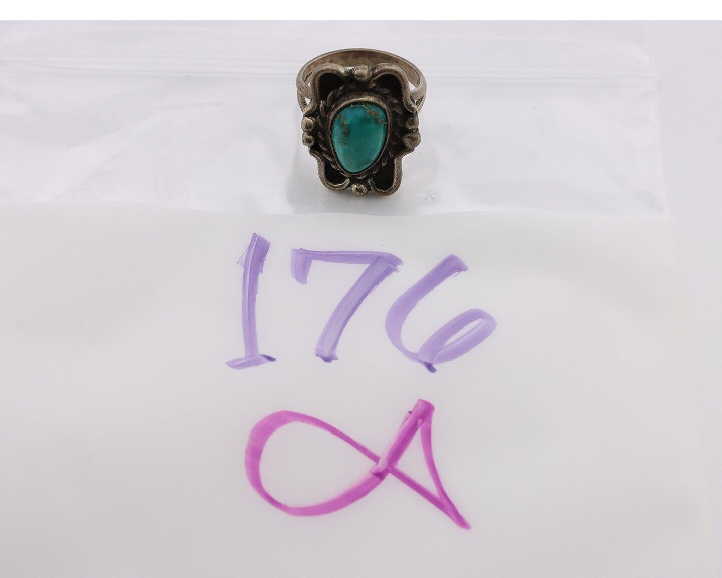 Navajo Ring 925 Silver Blue Turquoise Native American Artist C.80's