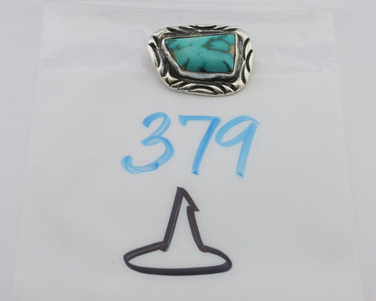 Navajo Pin 925 Silver Natural Royston Turquoise Signed C Raincloud C.80's