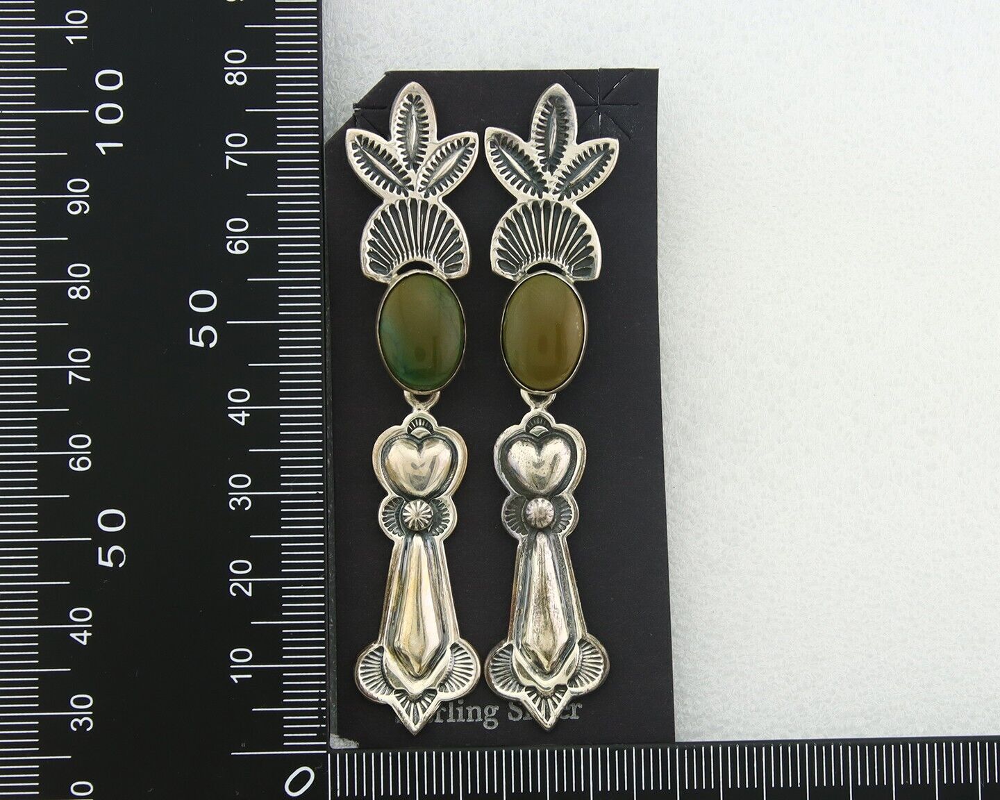 Navajo Earrings 925 Silver Natural Turquoise Artist Signed JR Silversmith C.80's