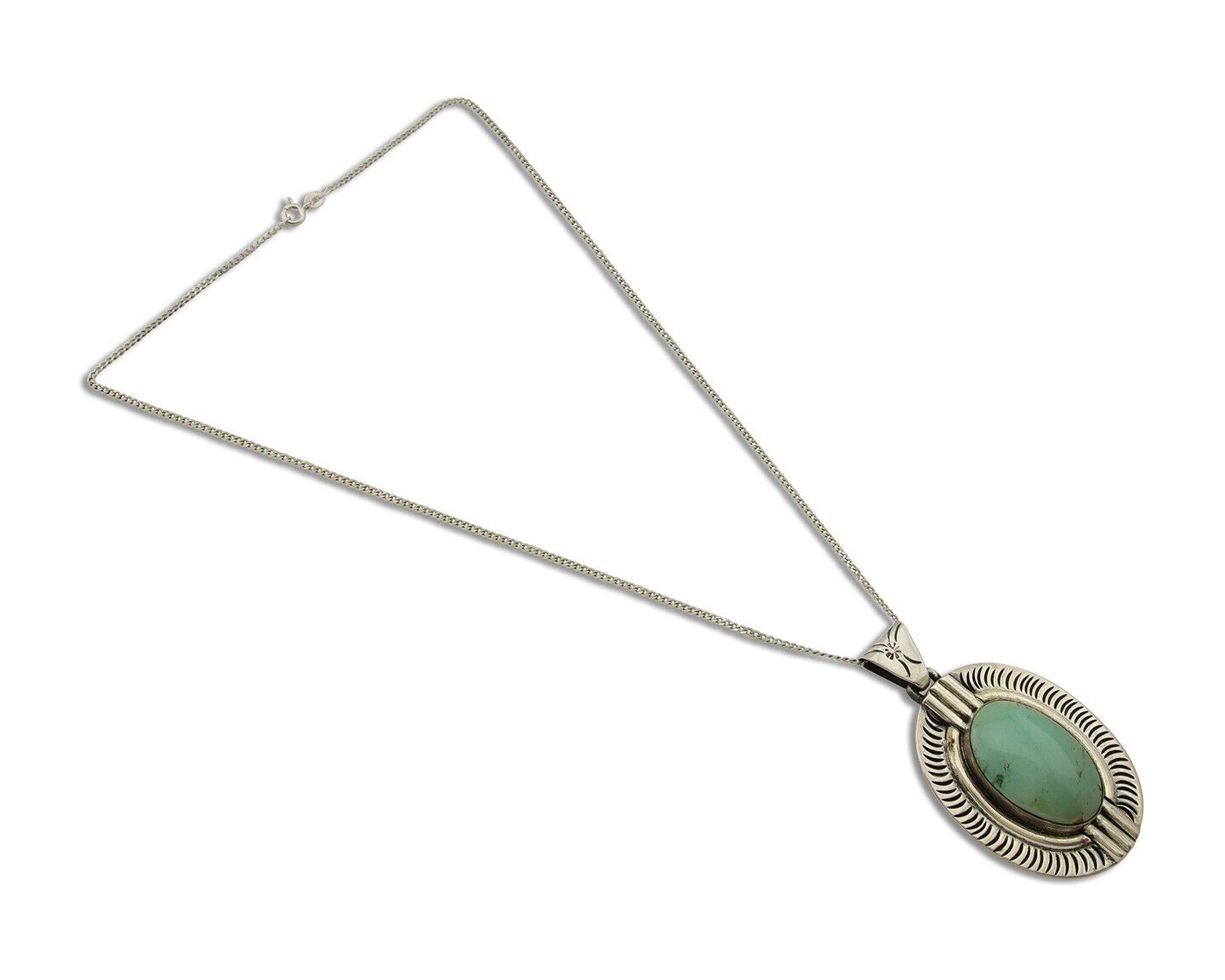 Navajo Necklace 925 Silver Natural Turquoise Artist M Montoya C.80's