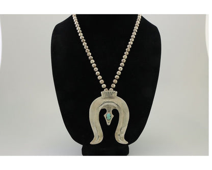Navajo Sand Cast Necklace 925 Silver Turquoise Native American Artist C.80's