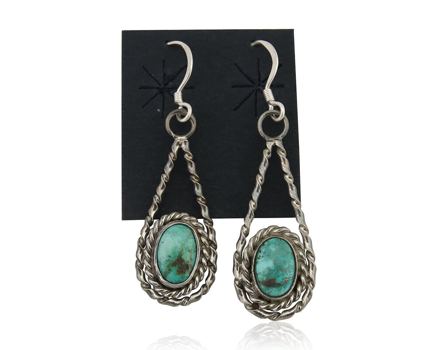 Navajo Dangle Earrings 925 Silver Natural Blue Turquoise Native Artist C.80's