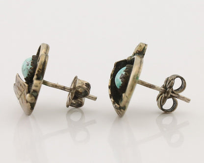 Navajo Earrings 925 Silver Natural Turquoise Native American Artist C.80's