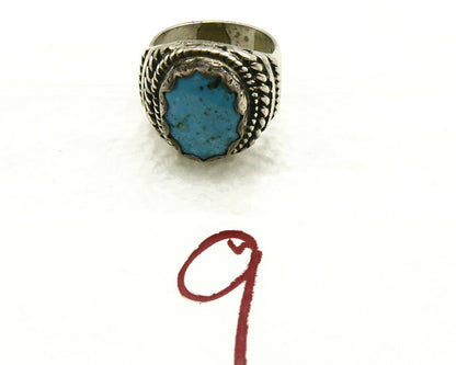 Navajo Ring .925 SOLID Silver Kingman Turquoise Artist Native American C.1980's