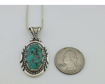 Navajo Necklace 925 Silver Natural Turquoise Sun Stamp C.80s