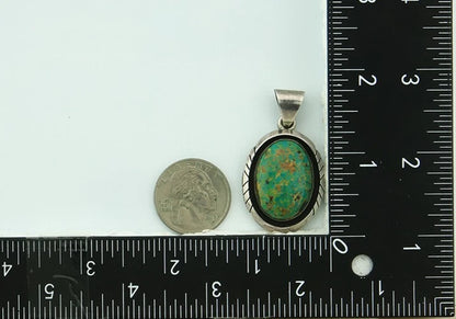 Navajo Pendant 925 Sterling Silver Natural Turquoise Vintage Signed Sun Rise