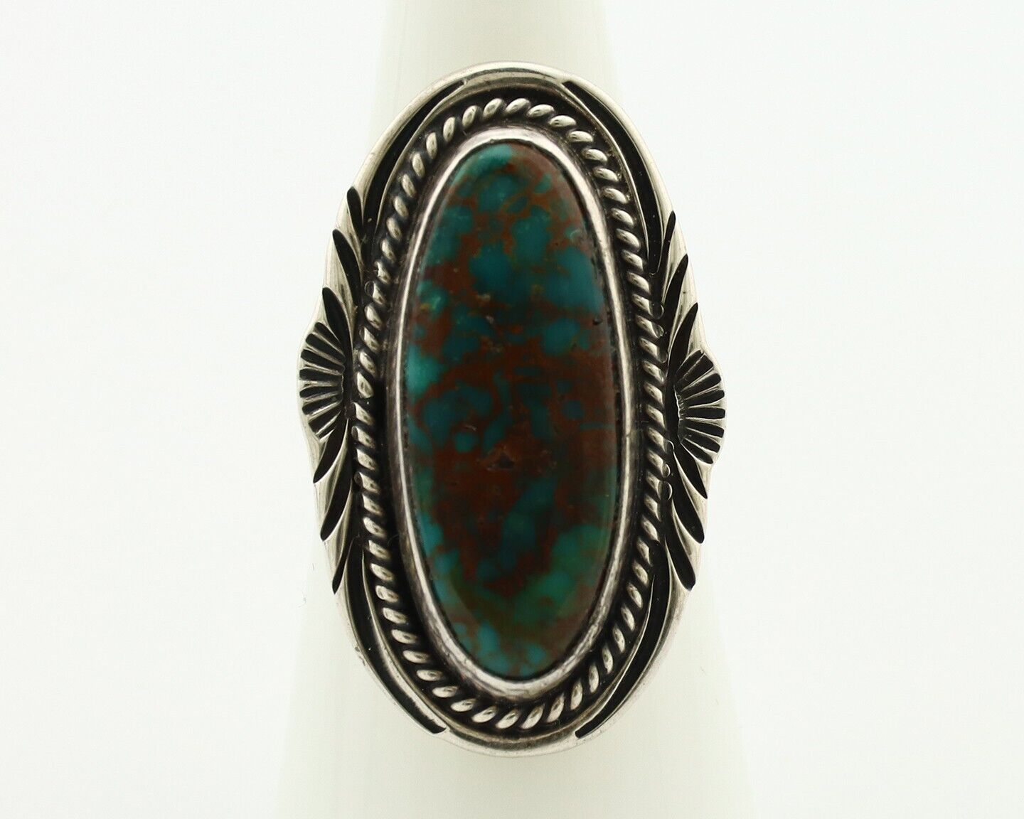 Navajo Ring 925 Silver Natural Turquoise Artist Signed M Begay C.80's