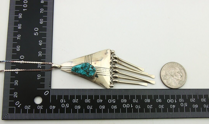 Navajo Necklace 925 Silver Natural Turquoise Artist Signed MT C.80's