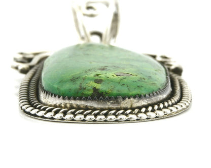 Navajo Crescent Valley Natural Turquoise Pendant .925 Silver Signed Gomez C.2005