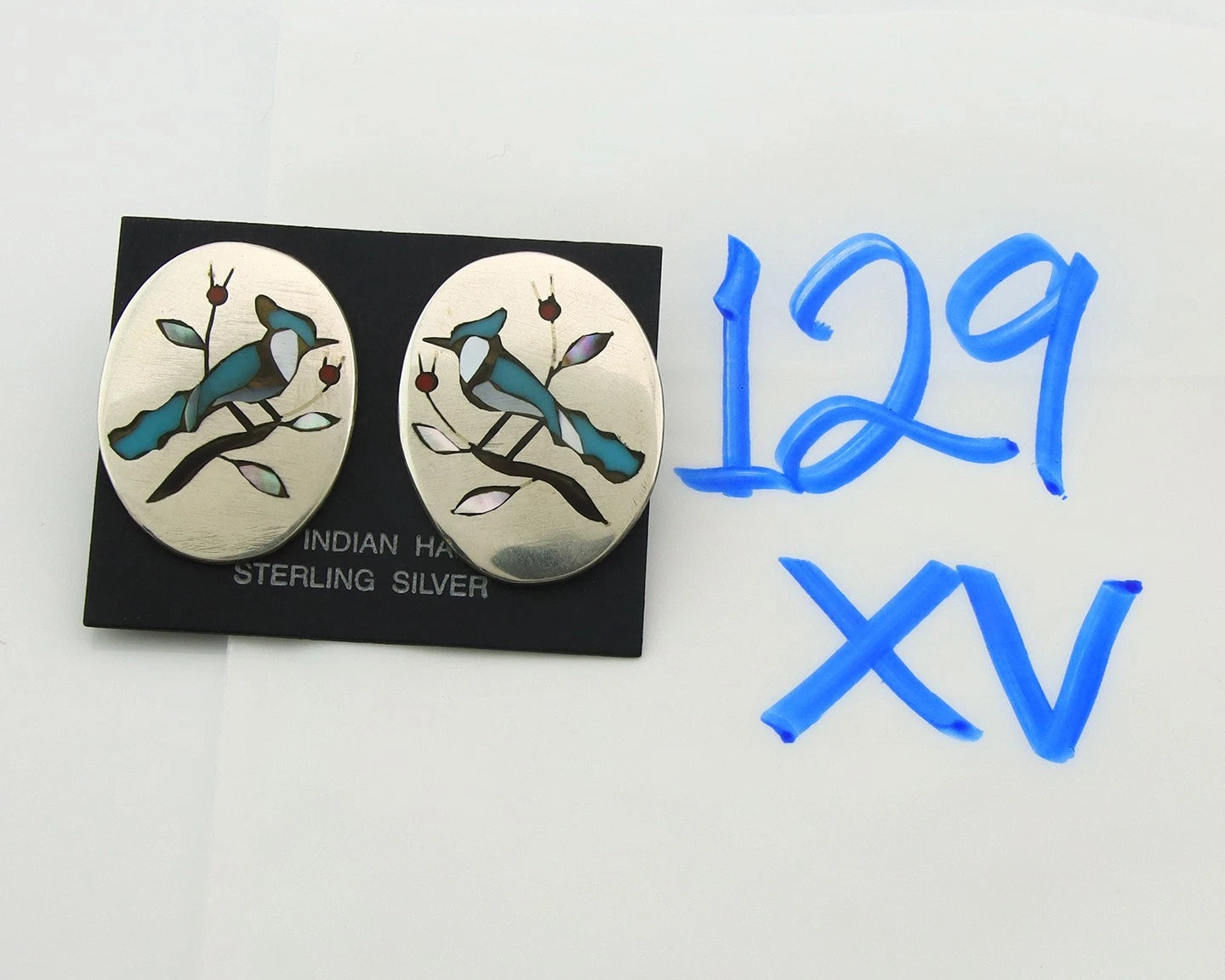 Navajo Bird Earrings Sterling Silver Vintage Hamdmade Signed BH