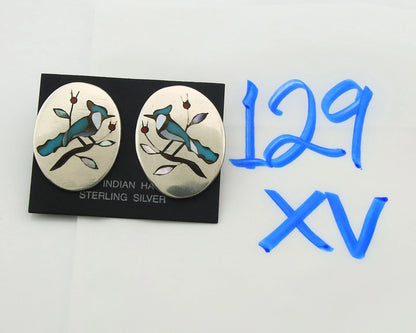 Navajo Bird Earrings Sterling Silver Vintage Hamdmade Signed BH