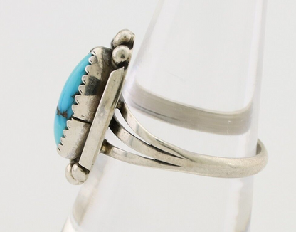 Navajo Ring 925 Silver Sleeping Beauty Turquoise Artist Signed SC C.80's