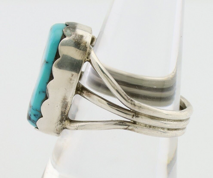 Navajo Ring 925 Silver Natural Blue Turquoise Signed Tony Guerro C.80's