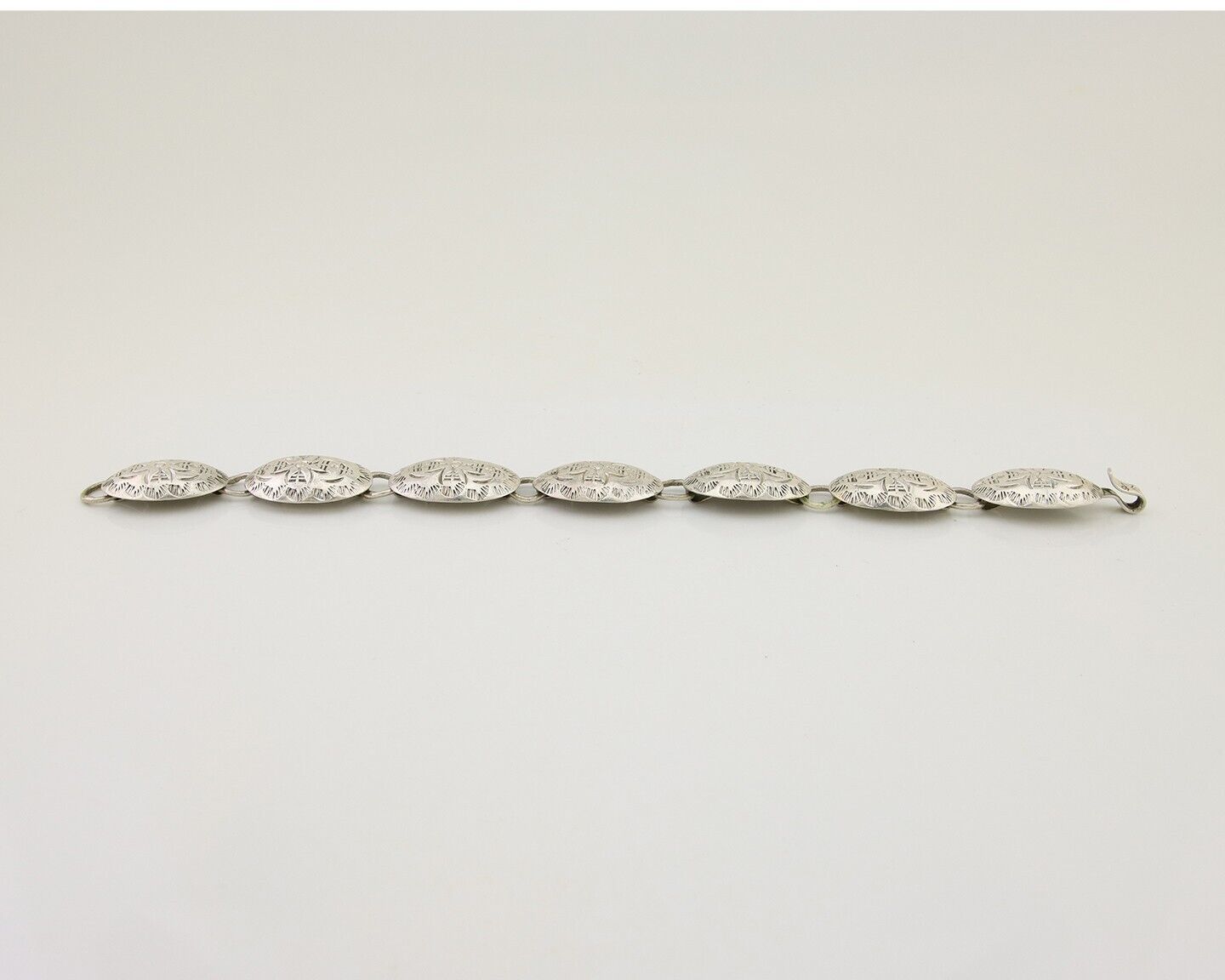 Navajo Hamdmade Concho Bracelet 925 Silver Native Artist Signed C Montoya C.80's