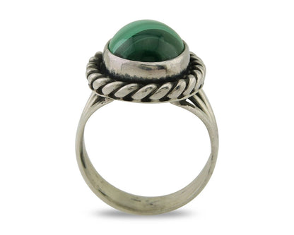 Navajo Ring 925 Silver Natural Malachite Native American Artist C.80's