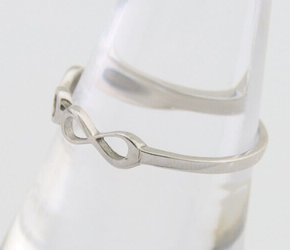 Infinity Heart Promise Ring 925 Solid Silver Size 8.25