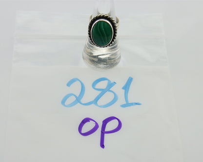 Navajo Ring 925 Silver Natural Malachite Native American Artist C.80's