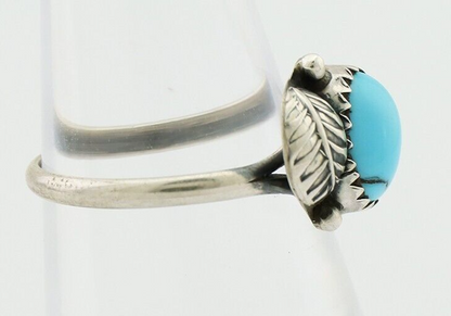 Navajo Ring 925 Silver Sleeping Beauty Turquoise Native American Artist C.80's