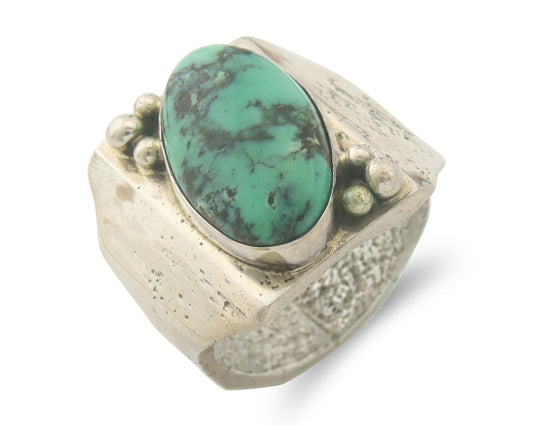 Vintage Navajo Ring 925 Sterling Authentic Turquoise Signed Sammy Begay Size 12